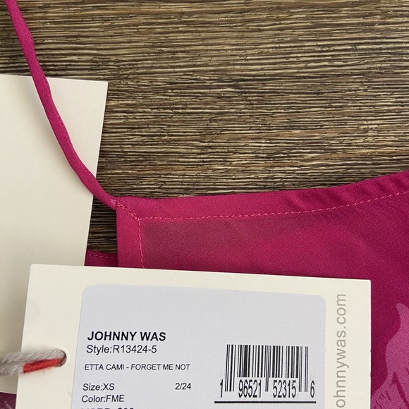 Johnny Was Etta Silk Blend‎ Cami Tank Top Pink Hawaiian Floral XSMALL XS NWT - Picture 5 of 7